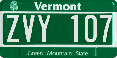 VT license plate ZVY107