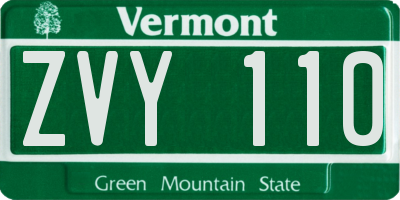 VT license plate ZVY110