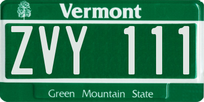 VT license plate ZVY111