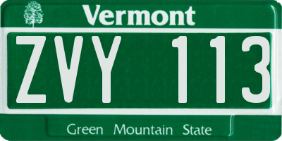 VT license plate ZVY113