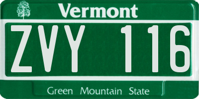 VT license plate ZVY116