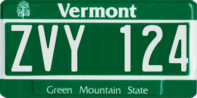 VT license plate ZVY124