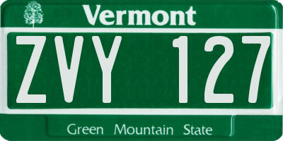 VT license plate ZVY127