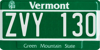 VT license plate ZVY130