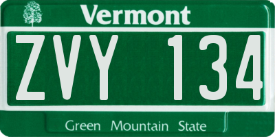 VT license plate ZVY134