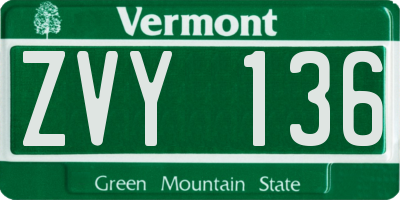 VT license plate ZVY136