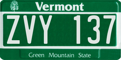 VT license plate ZVY137