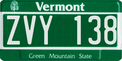 VT license plate ZVY138