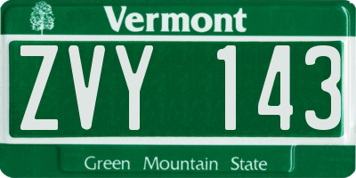 VT license plate ZVY143