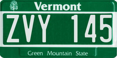 VT license plate ZVY145