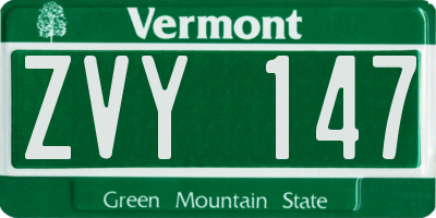 VT license plate ZVY147