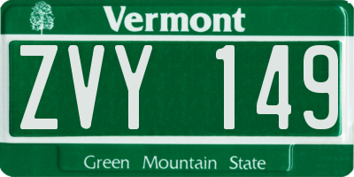 VT license plate ZVY149