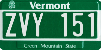 VT license plate ZVY151