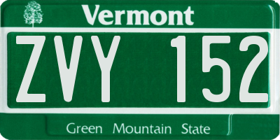 VT license plate ZVY152