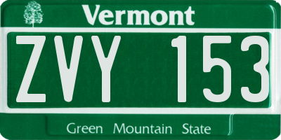 VT license plate ZVY153