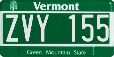 VT license plate ZVY155