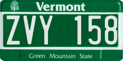 VT license plate ZVY158
