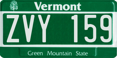 VT license plate ZVY159