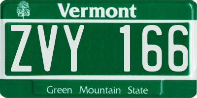 VT license plate ZVY166