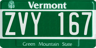 VT license plate ZVY167