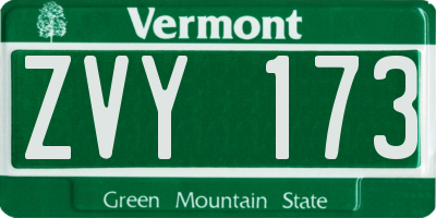 VT license plate ZVY173