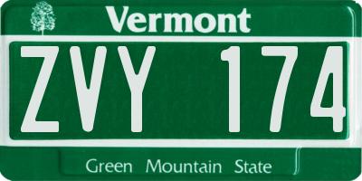 VT license plate ZVY174