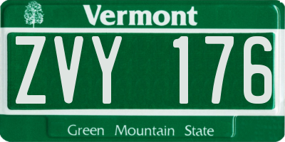 VT license plate ZVY176