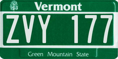VT license plate ZVY177