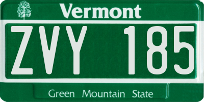 VT license plate ZVY185
