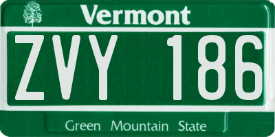 VT license plate ZVY186