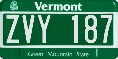 VT license plate ZVY187
