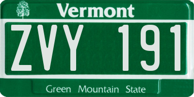 VT license plate ZVY191