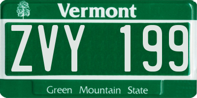 VT license plate ZVY199
