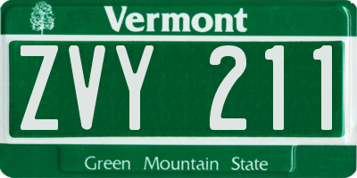 VT license plate ZVY211