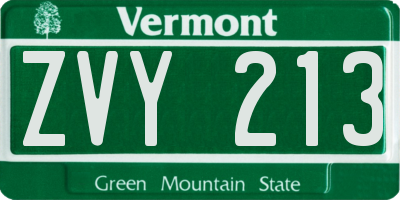 VT license plate ZVY213
