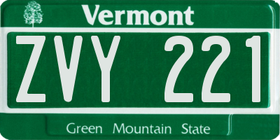 VT license plate ZVY221