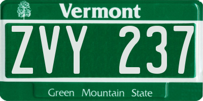 VT license plate ZVY237