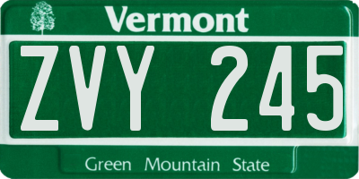 VT license plate ZVY245