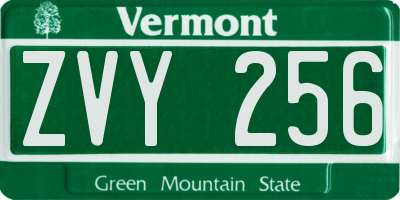 VT license plate ZVY256