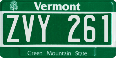 VT license plate ZVY261