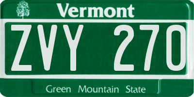 VT license plate ZVY270