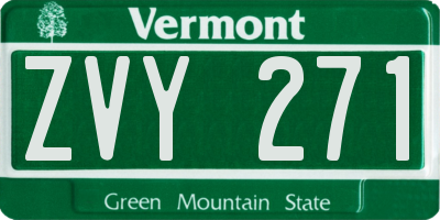 VT license plate ZVY271