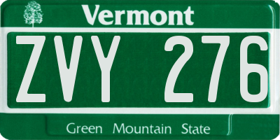 VT license plate ZVY276