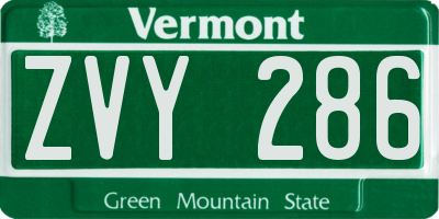 VT license plate ZVY286