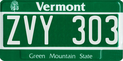 VT license plate ZVY303