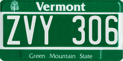 VT license plate ZVY306