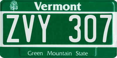 VT license plate ZVY307