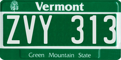 VT license plate ZVY313