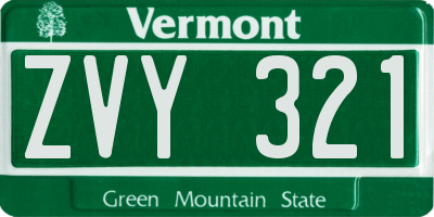 VT license plate ZVY321