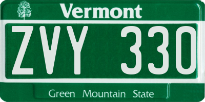 VT license plate ZVY330